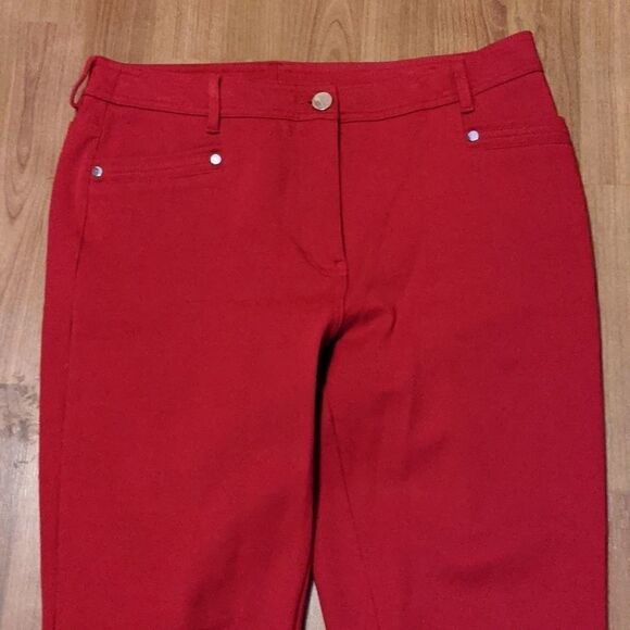 CHICO'S 0.5 So slimming red holiday pants size 6 small Christmas party love - Picture 2 of 11